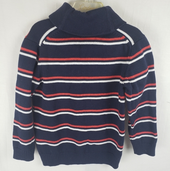Janie And Jack Boy's Navy and Orange Cowl Neck Long Sleeve Sweater Sz 4 - Picture 3 of 6